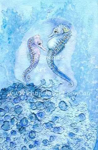 Two Blue Seahorses