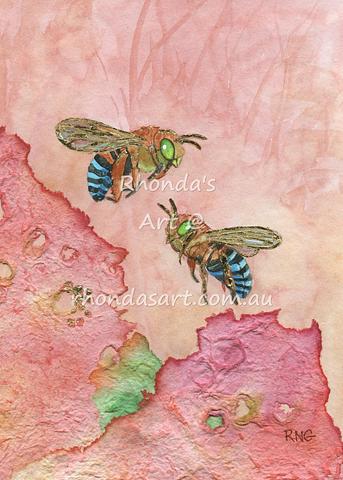 Two Blue Banded Bees